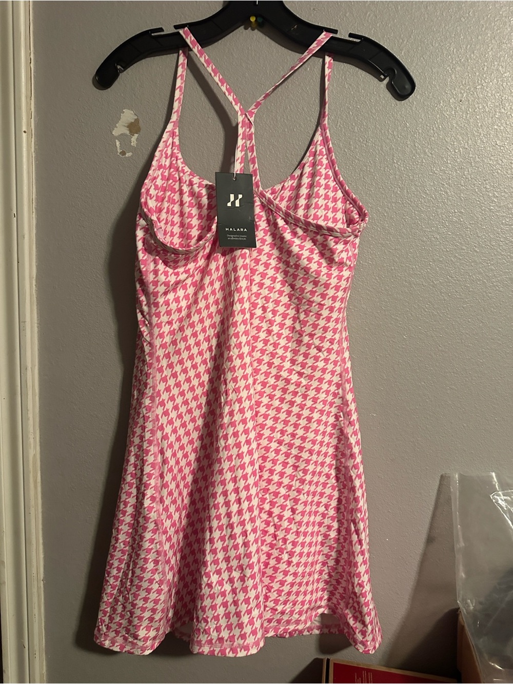 Alara Pink & White Houndstooth Satin Chemise